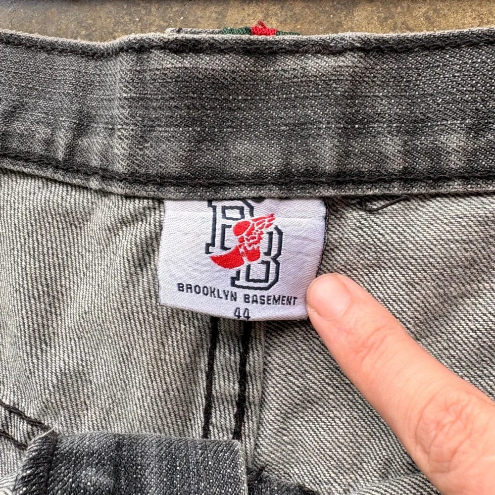 Brooklyn Basement Mens‎ Denim Shorts Black Faded Striped Trim Size 44 Streetwear